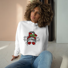 Load image into Gallery viewer, Messy Bun Crop Hoodies - Fall Vibes on Black, Lil Bit Sassy on Pink, Holiday Feels on White
