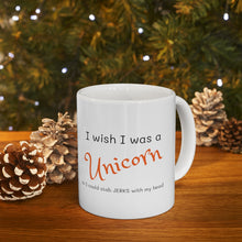 Load image into Gallery viewer, I Wish I was a Unicorn.... so I could stab JERKS with my head Ceramic Mug