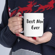 Load image into Gallery viewer, Best Mom Ever Holiday Messy Bun Ceramic mug