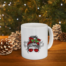 Load image into Gallery viewer, Best Mom Ever Holiday Messy Bun Ceramic mug