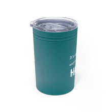 Load image into Gallery viewer, KARMA Tumbler White with orange lettering, turquoise and grey with white lettering
