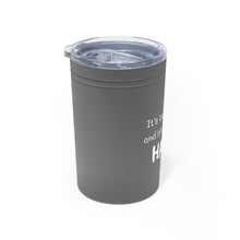 Load image into Gallery viewer, KARMA Tumbler White with orange lettering, turquoise and grey with white lettering
