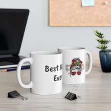 Load image into Gallery viewer, Best Mom Ever Holiday Messy Bun Ceramic mug
