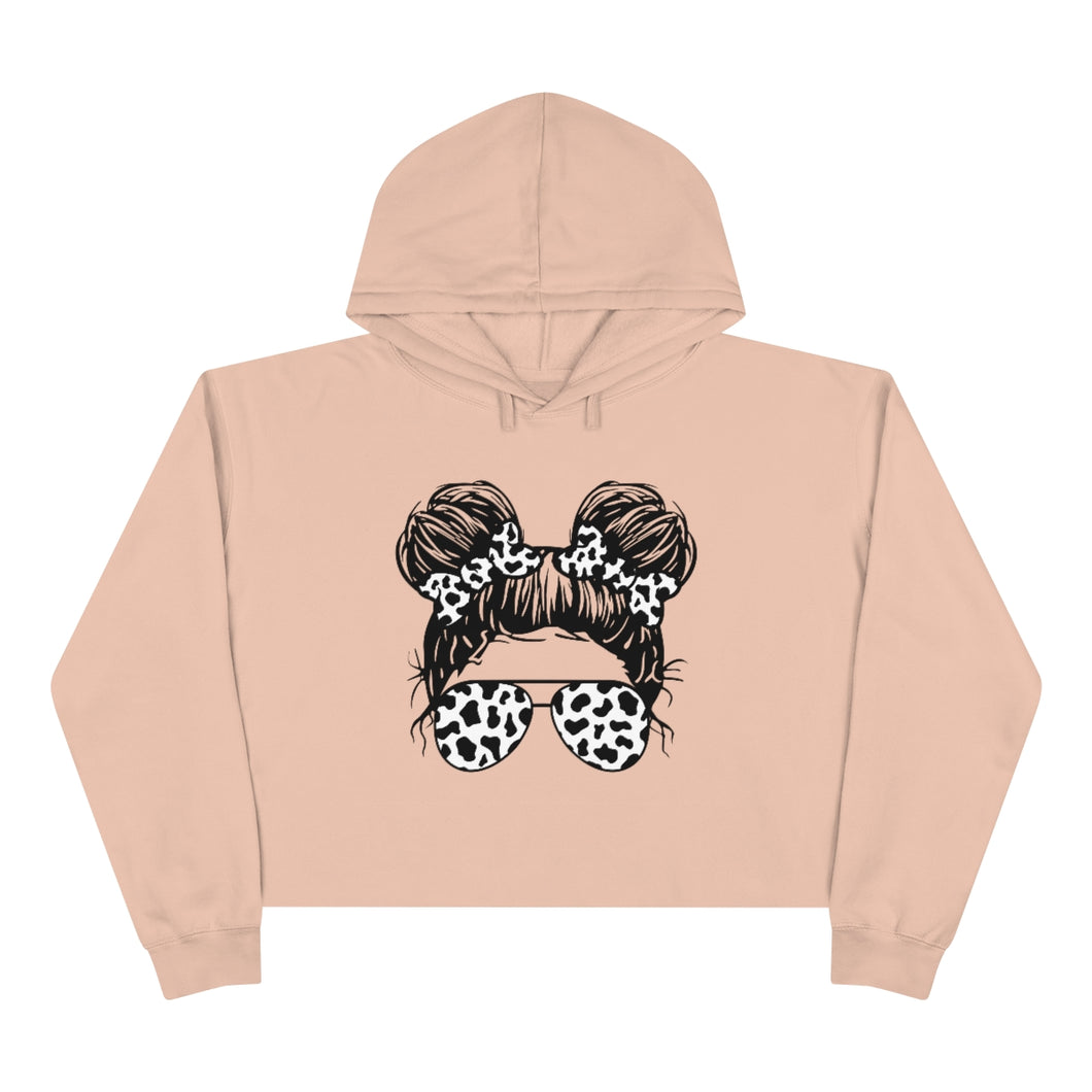 Messy Bun Crop Hoodies - Fall Vibes on Black, Lil Bit Sassy on Pink, Holiday Feels on White